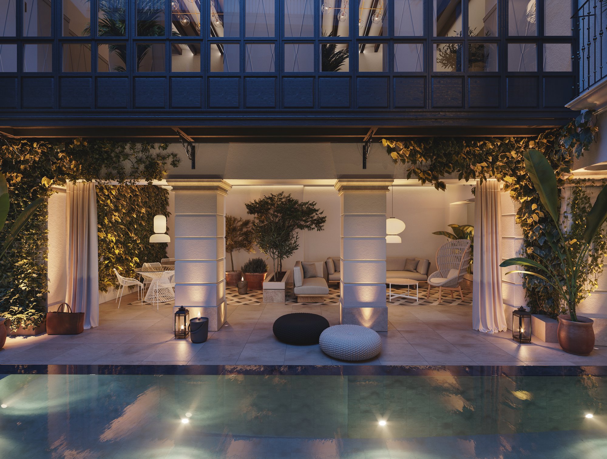 Casa de vacaciones en Palma de Mallorca con piscina en el tejado porche