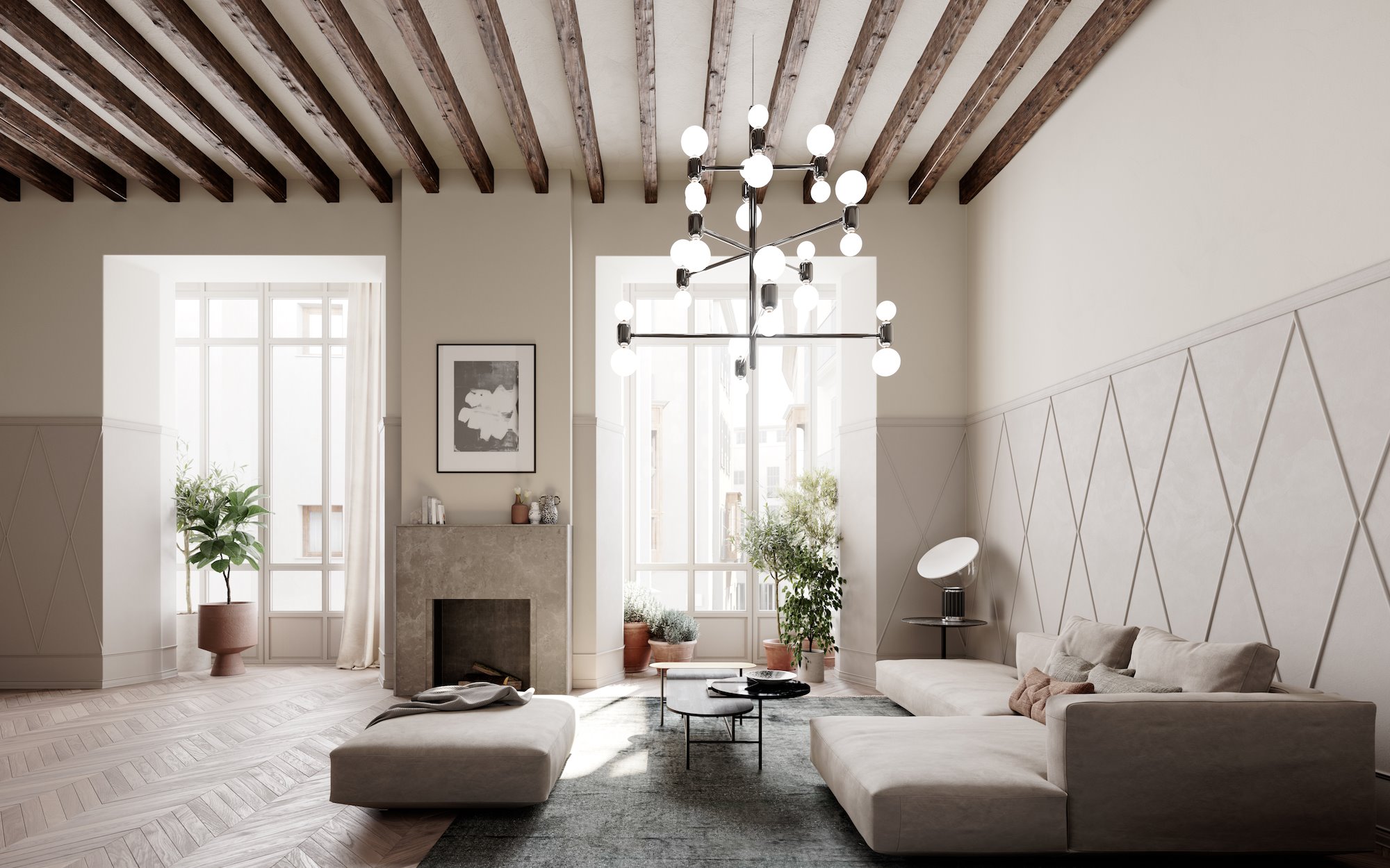 Casa de vacaciones en Palma de Mallorca con piscina en el tejado salon