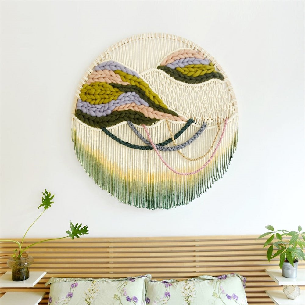 Macramé redondo moderno de pared 