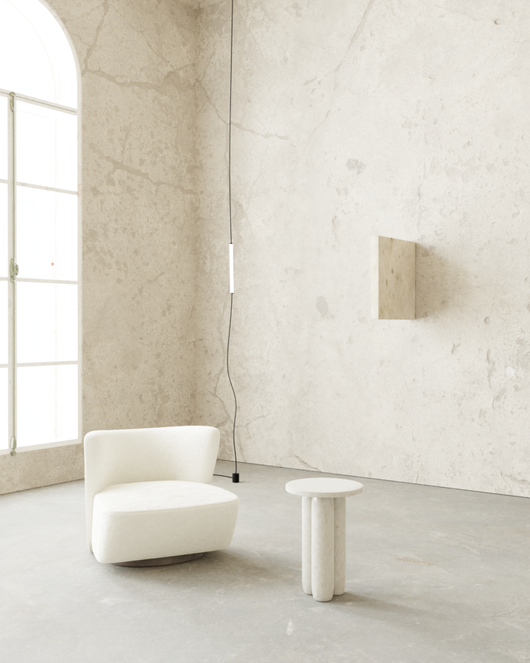 Casa moderna y minimalista de la arquitecta Maria Osminina sillon blanco
