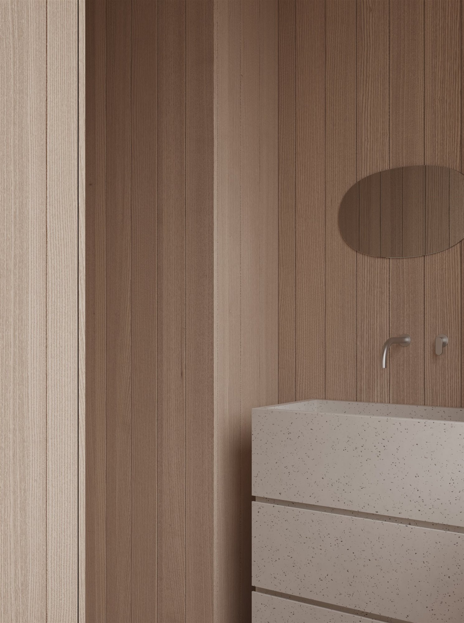 Piso con decoracion minimalista baño con espejo