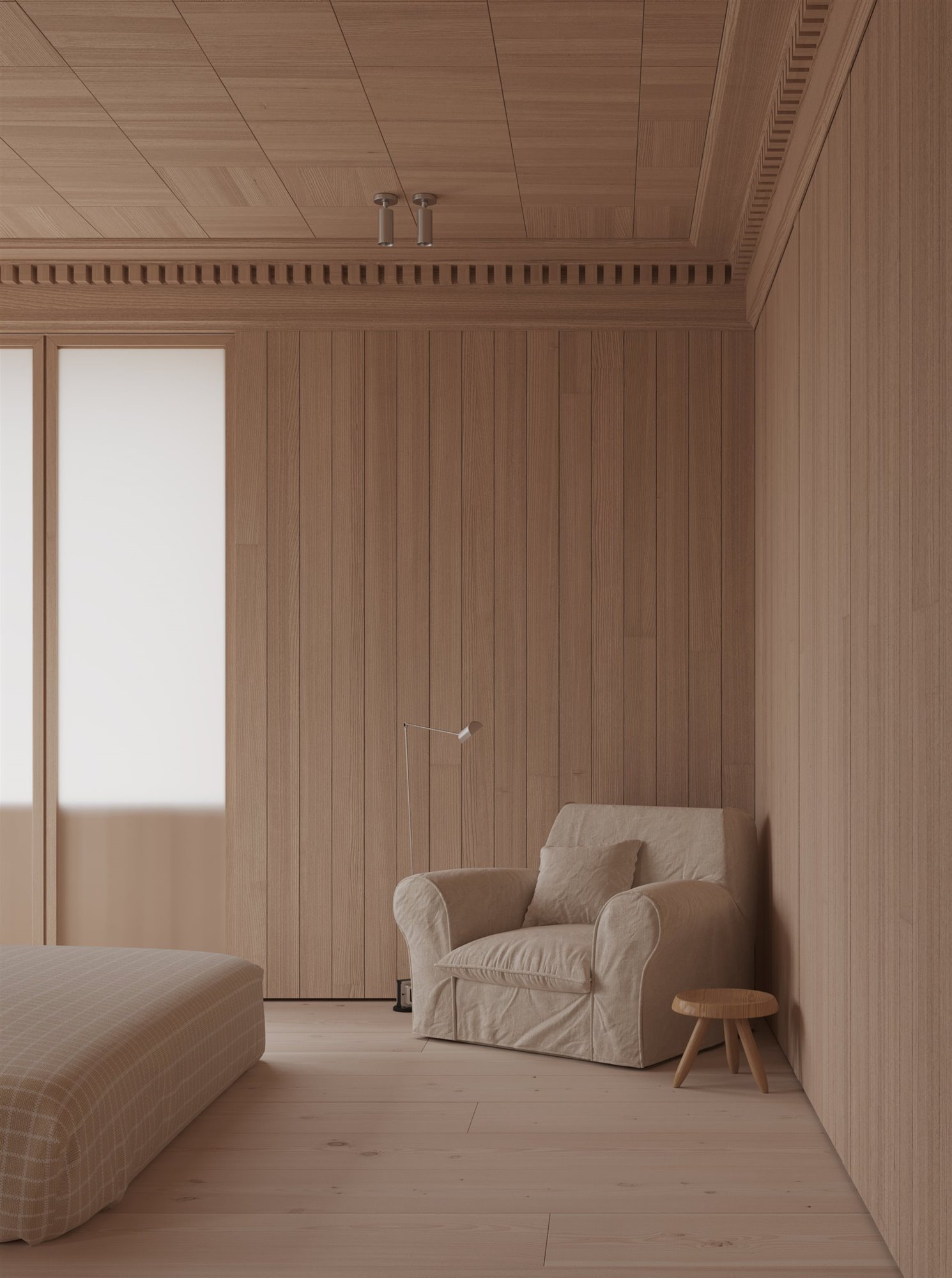 Piso con decoracion minimalista dormitorio