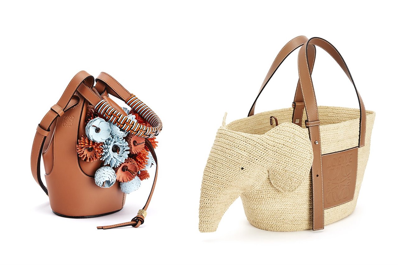 Además del bolso Balloon, el bolso Elephant se presenta en rafia tejida, dotando a la serie Animals de una intención más artesana.