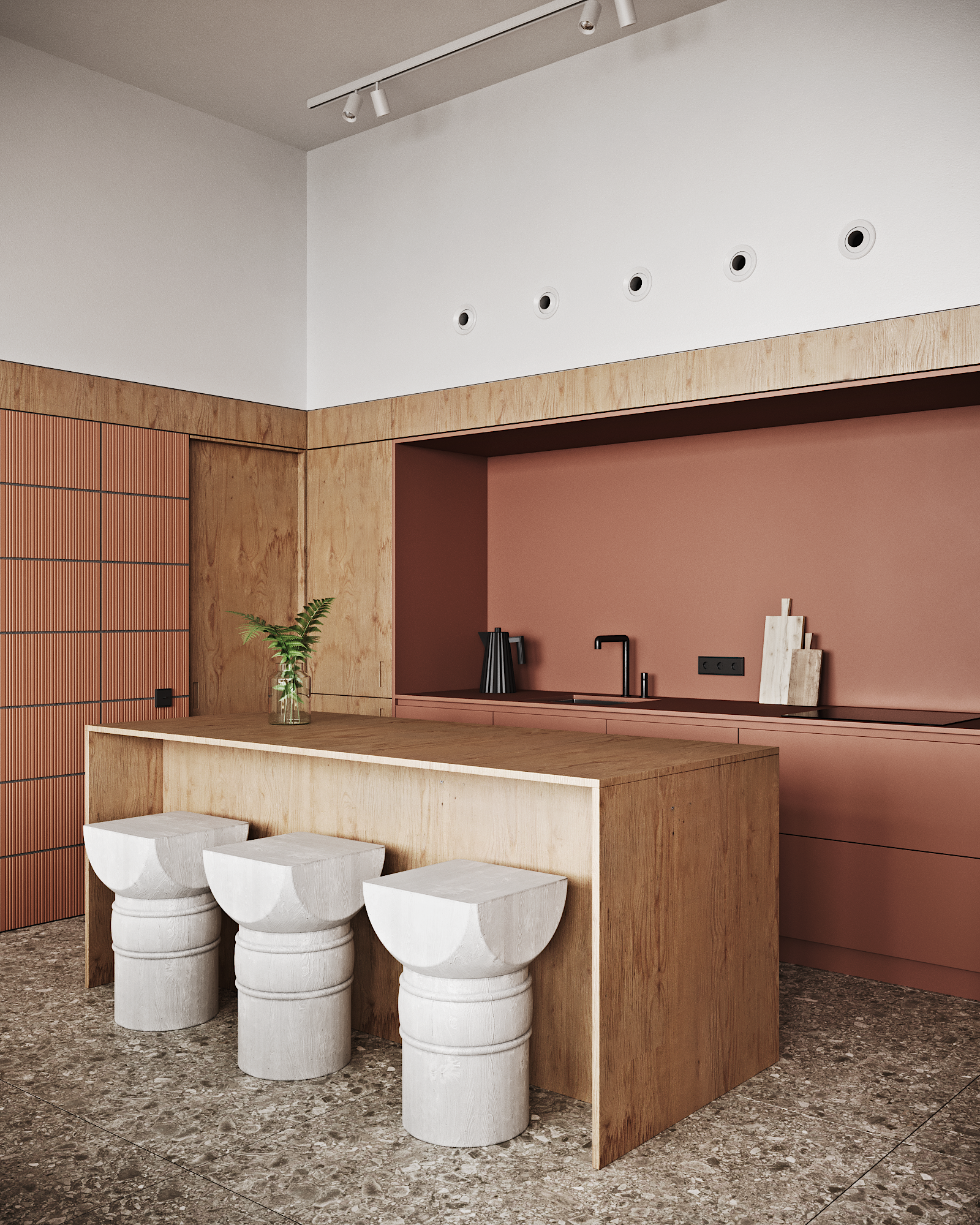0cocina y taburetes. burowhite