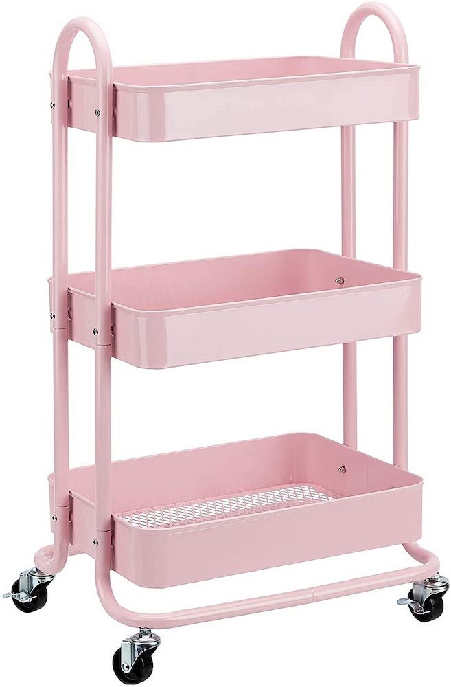 Carrito almacenaje rosa moderno 