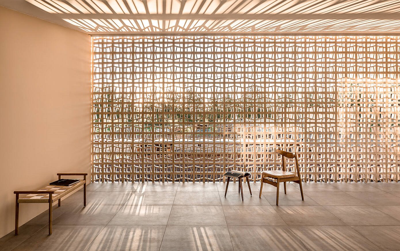 Casa de campo moderna en Mallorca habitación con celosias