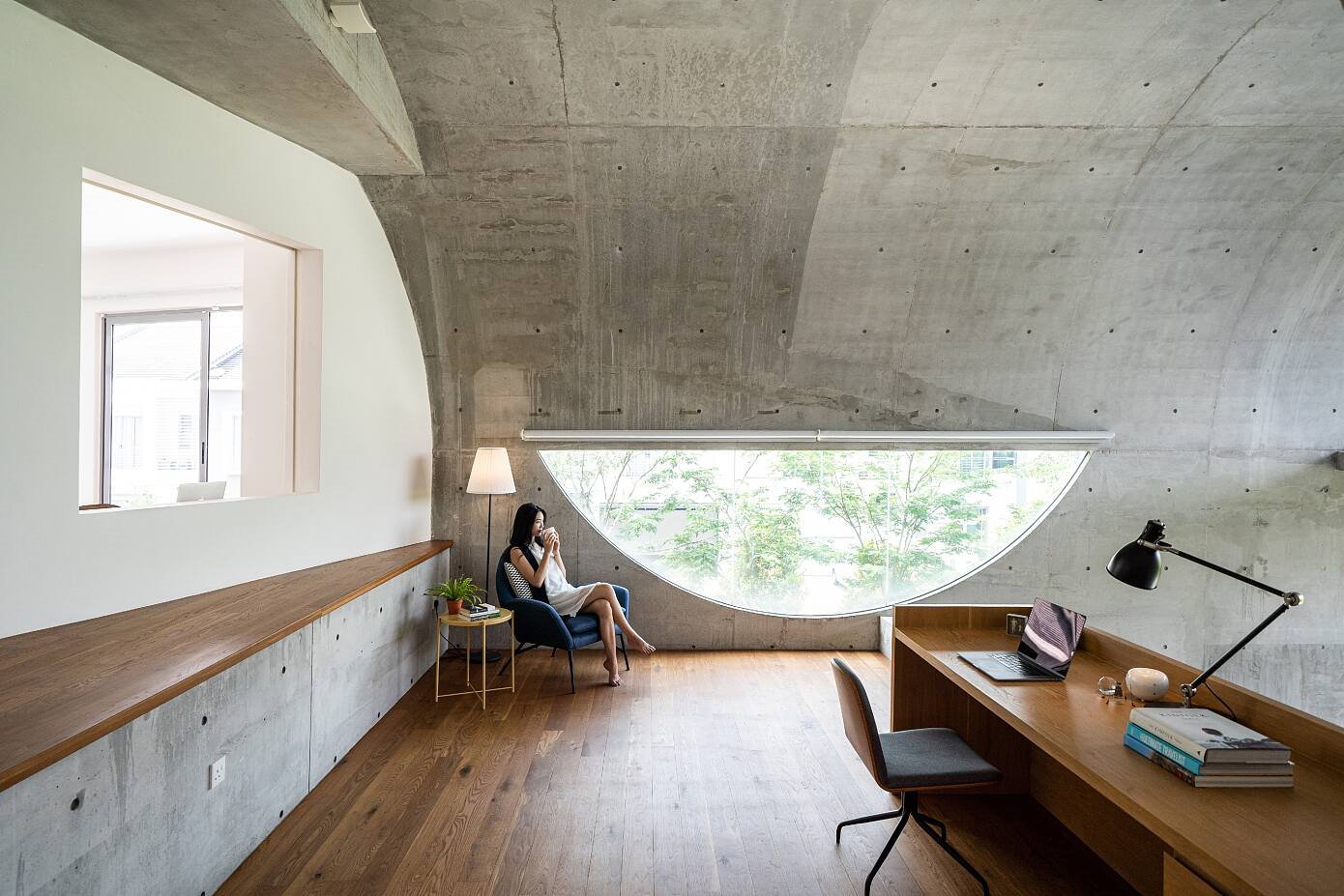 Casa moderna de hormigon en Taiwan zona de trabajo