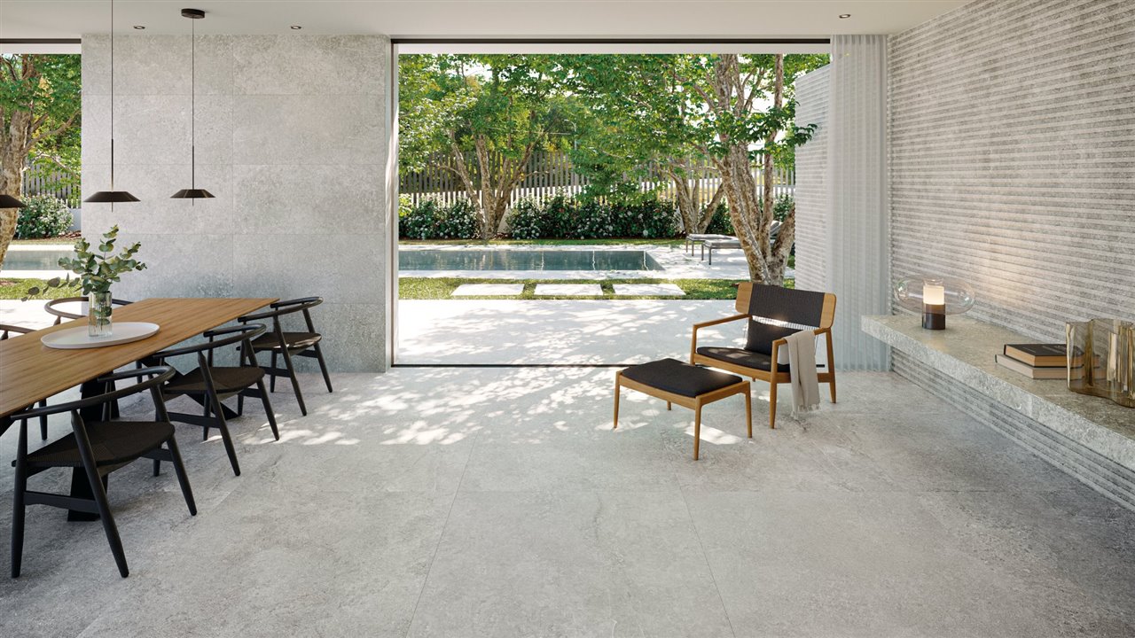 La serie Hannover es uno de los nuevos pavimentos y revestimientos diseñados en tonalidades neutras y grises que, durante el mes de junio, pueden verse en las tiendas Porcelanosa.