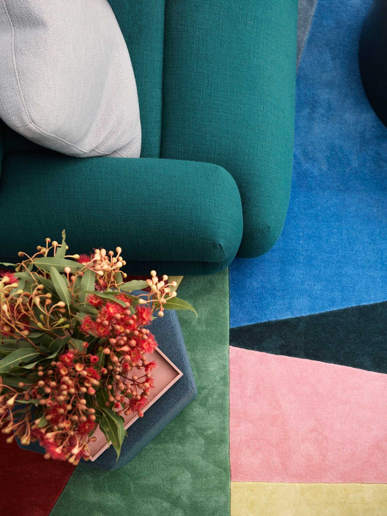 Casa moderna en Australia con fachada blanca detalle alfombra