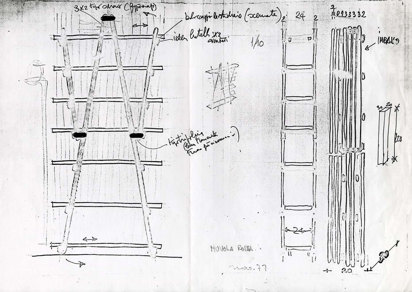 Nuvola Rossa sketch 1977∏Archivio Studio Magistretti