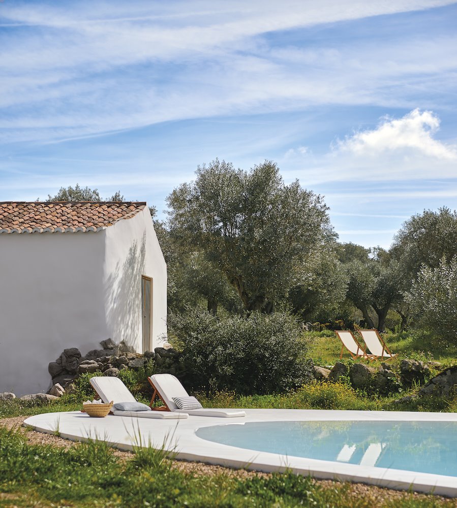 Casa moderna estilo rústico jardín con piscina