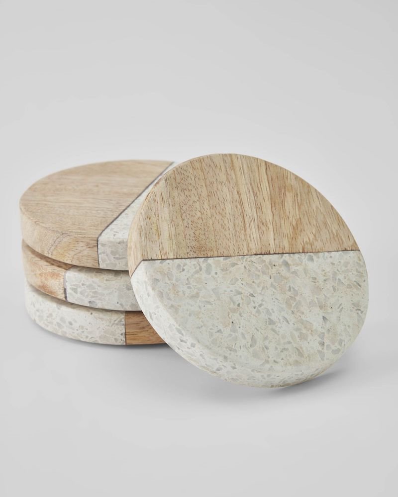 Posavasos estilo rútico madera mármol Kave Home