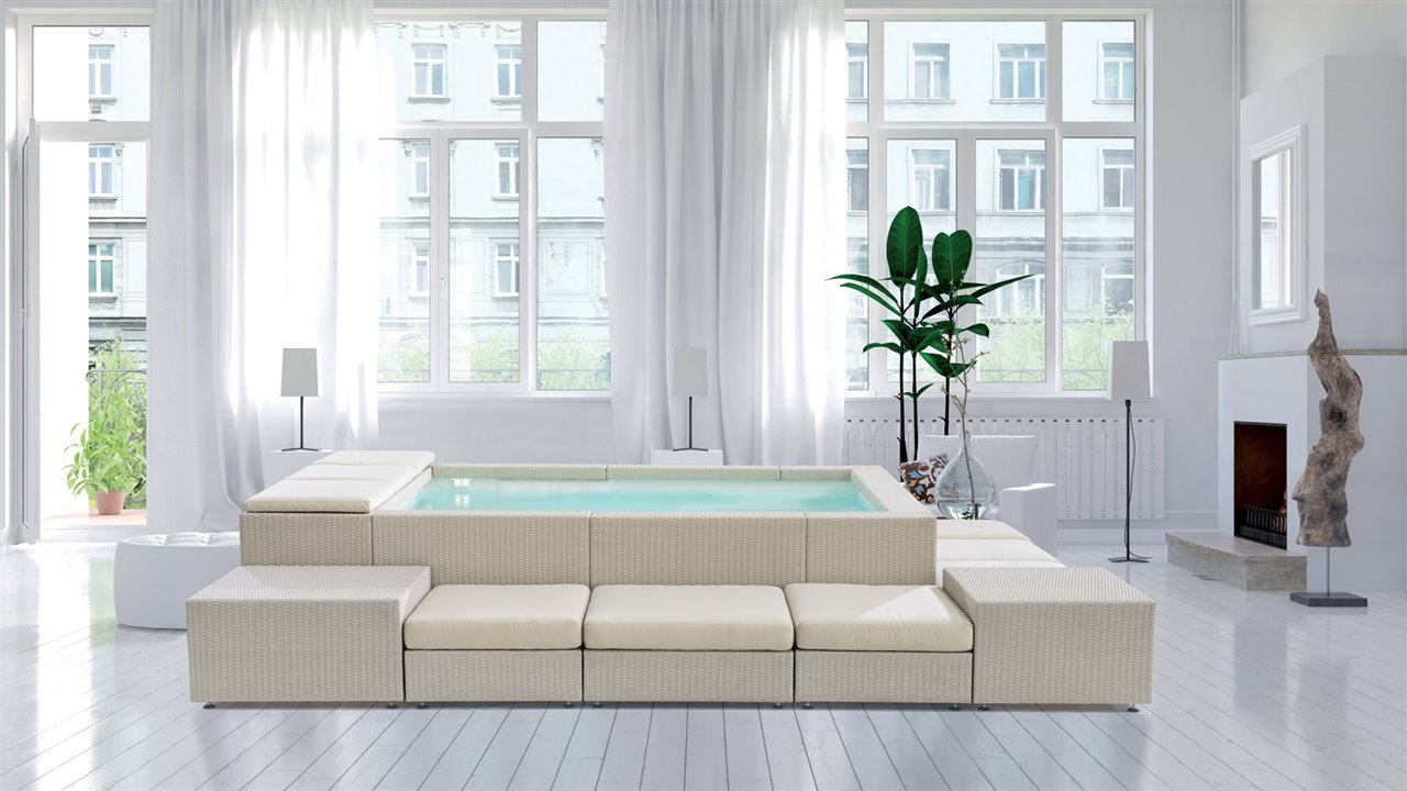 Esta elegante piscina, con estructura de acero inoxidable y acero galvanizado en caliente protegido con pintura epoxi, puede aprovecharse sin excusas durante todo el año.