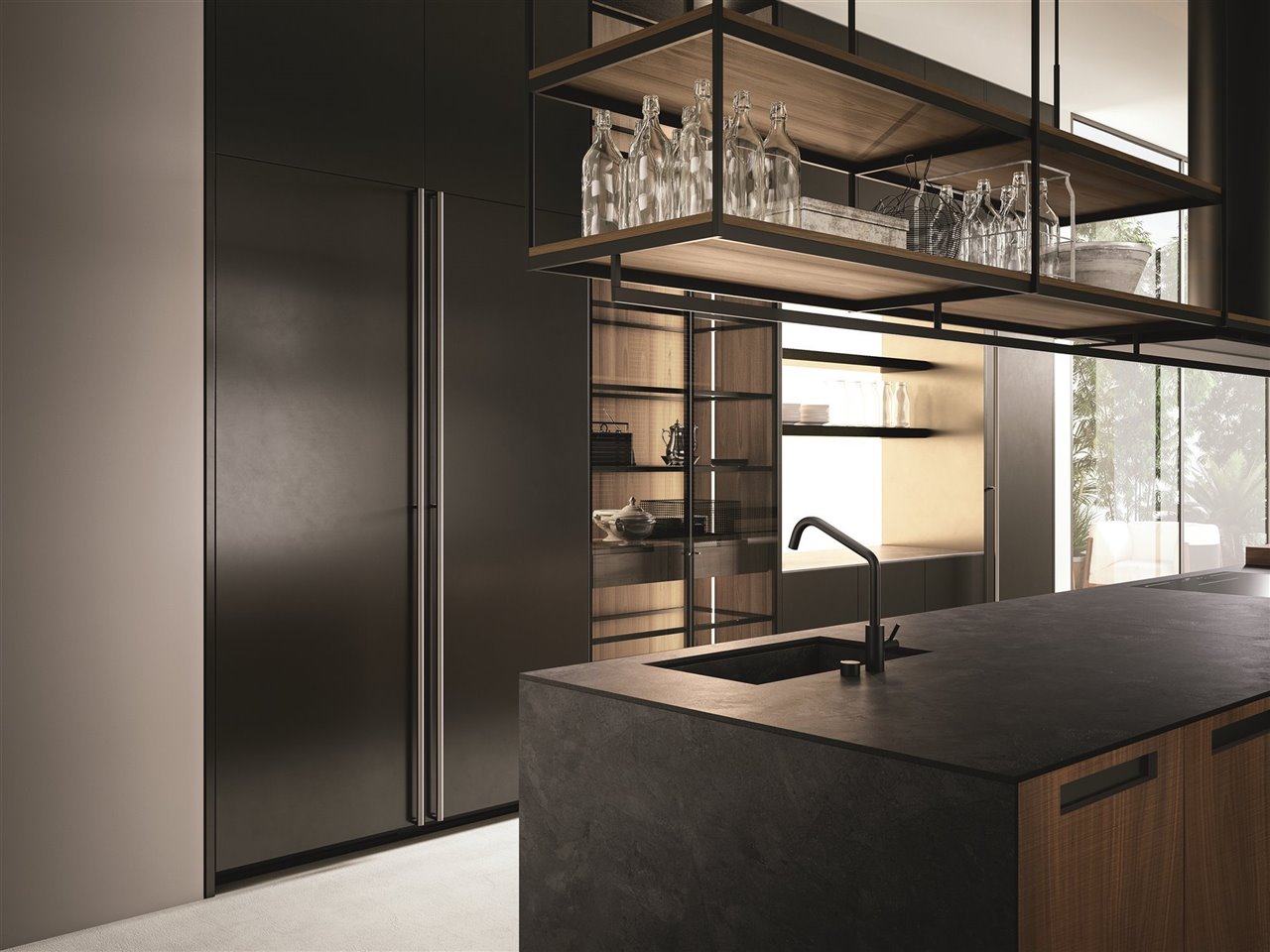 Sloane, de Boffi, sobresale por su forma rectangular y porque es capaz de hacer resaltar los materiales naturales. 