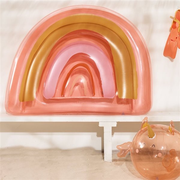Flotador hinchable piscina o playa arcoiris rosa
