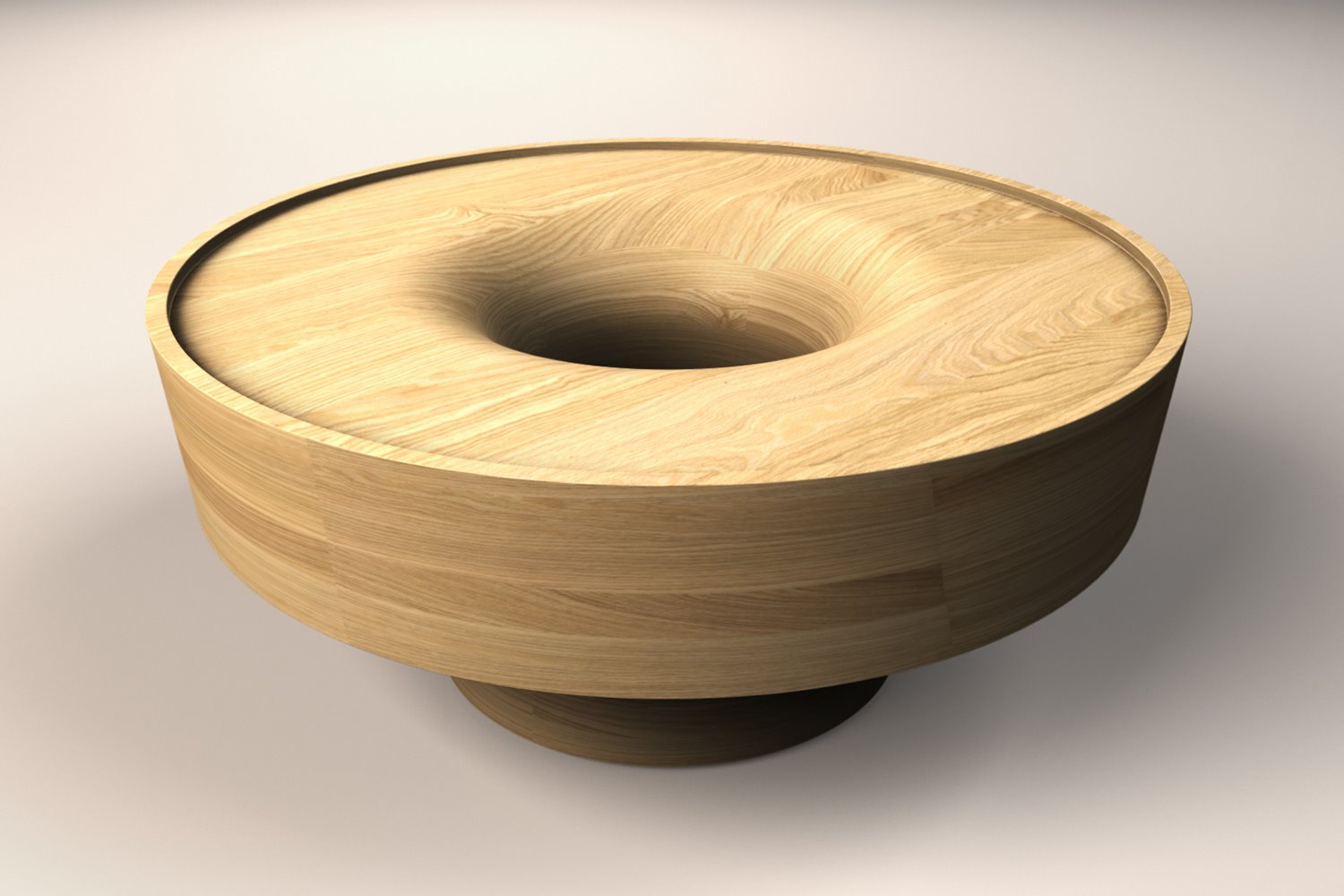 mesa de centro redonda de madera de pino maciza OM by Monolito. Monolito - Mesa madera OM