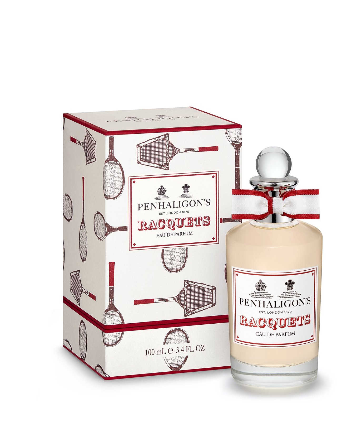 Diseño del packaging del nuevo perfume de Penhaligon. Ilustraciones de raquetas antiguas son el motivo principal de la caja y la inspiración del perfume.