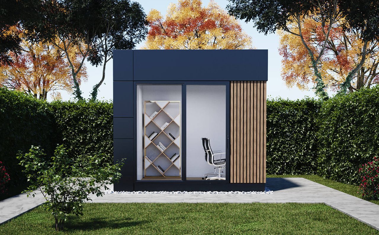 El módulo más pequeño, de 3 x 3 metros, es ideal para instalar un espacio de trabajo aislado fuera de la vivienda.