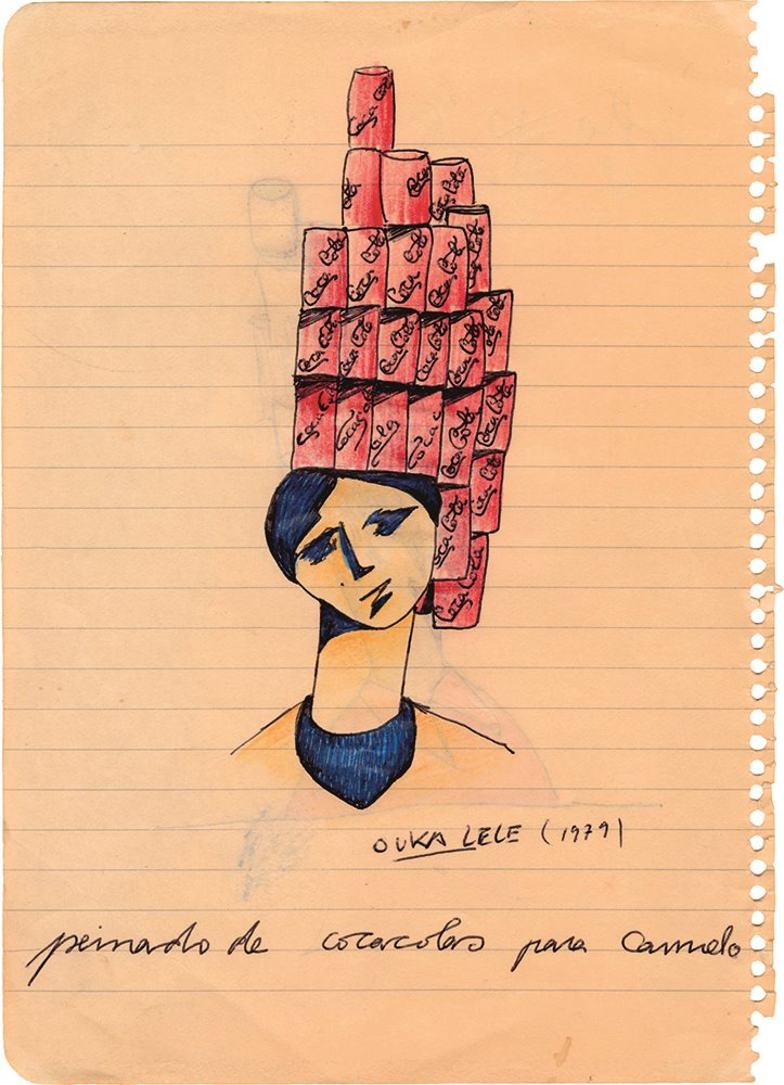 Dibujo de mujer con peinado de latas de Coca-cola. Ouka Leele. Exposición Supernova PhotoEspaña 2021