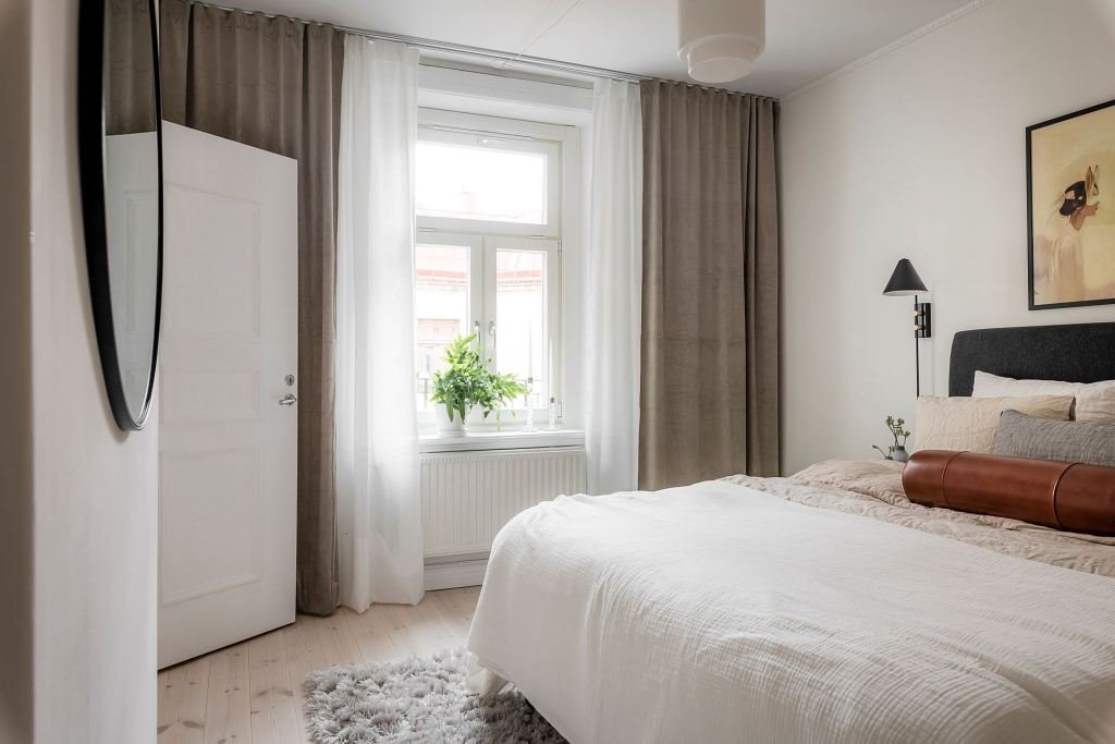 casa en Suecia dormitorio cama