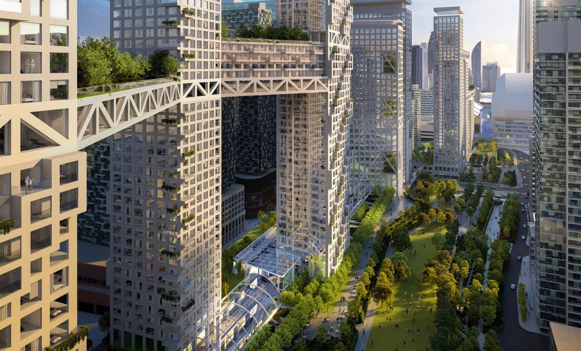 Rascacielos unidos Orca de Safdie Architects en Toronto