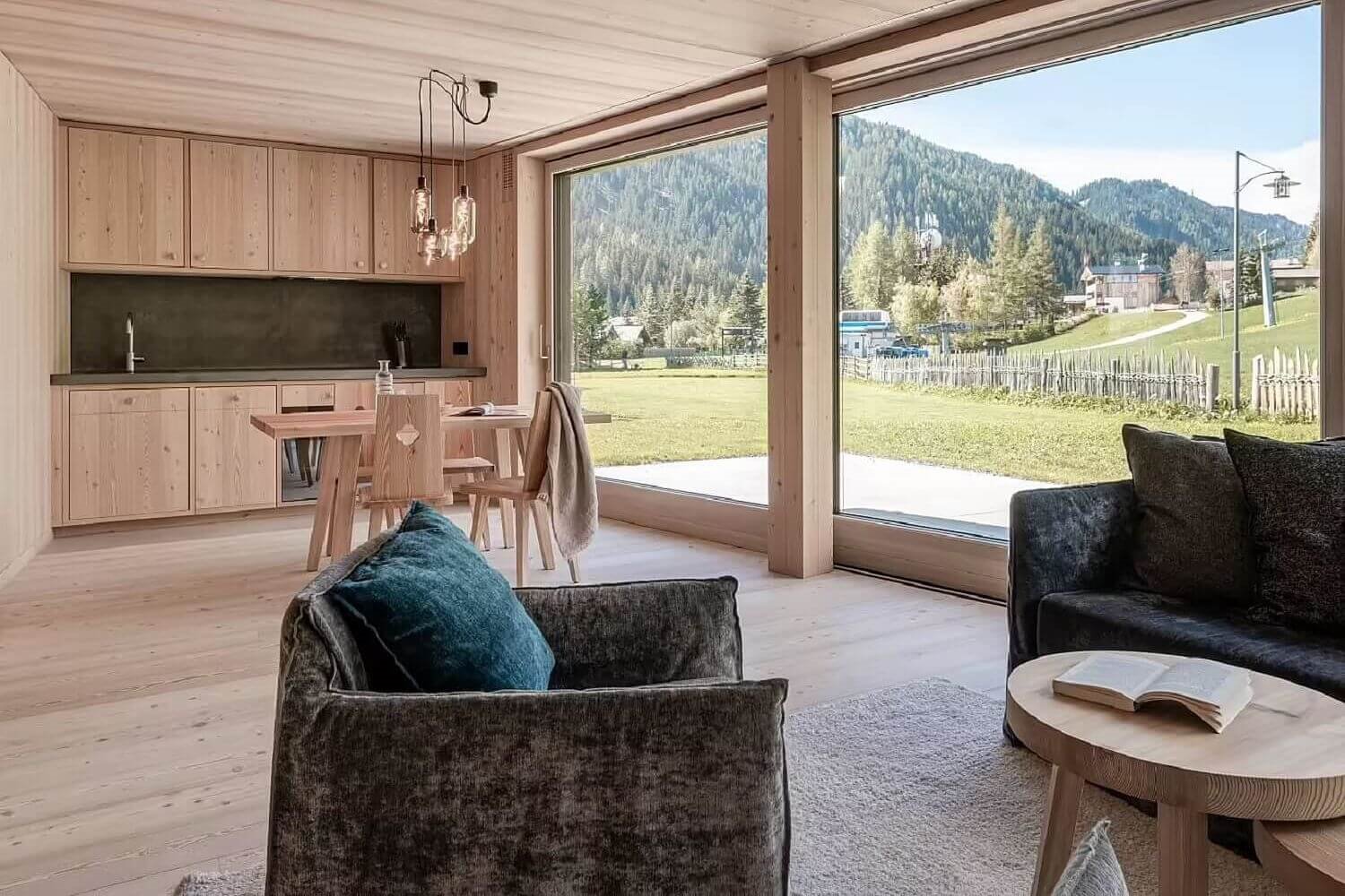 Moderno refugio de madera cocina
