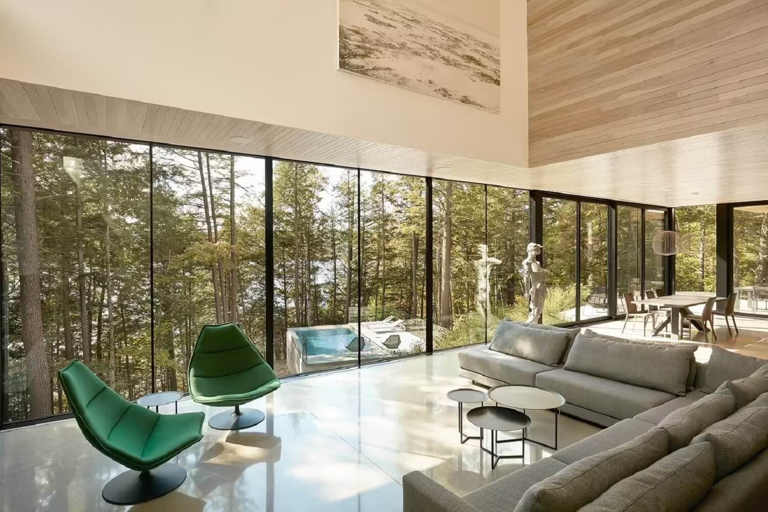 Casa Canadá salón cristalera