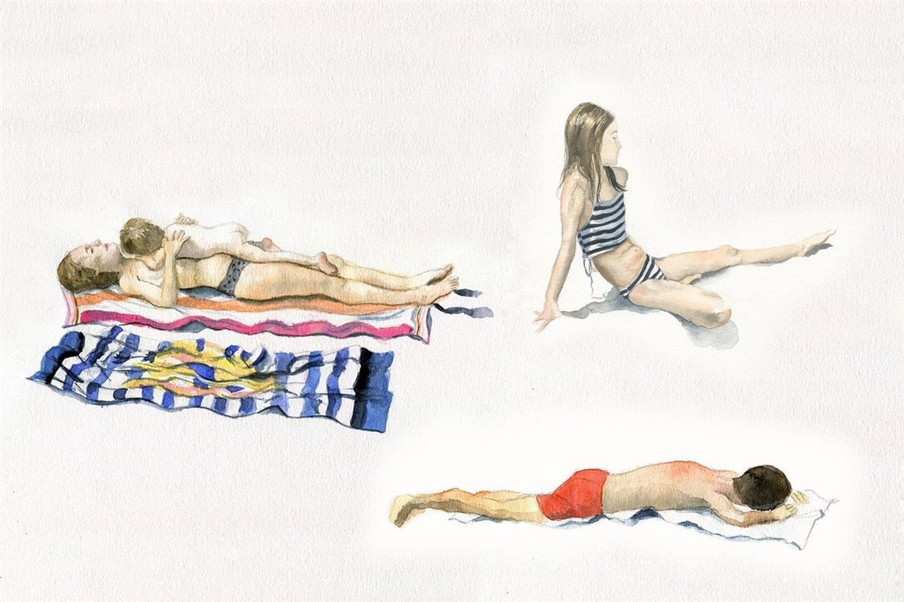  En seguida que vio a esta madre y a este hijo en un playa de la Costa Brava al final de la tarde, supo quería pintarlos. 