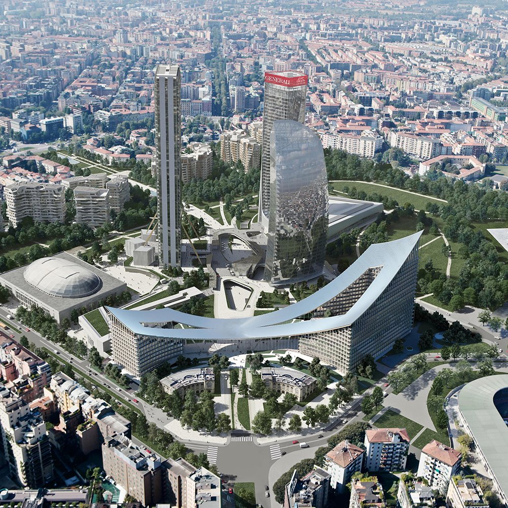 El proyecto de BIG Architects completará CityLife, un distrito nuevo de uso mixto inmerso en un parque de 160.000 metros cuadrados en el centro histórico de Milán.