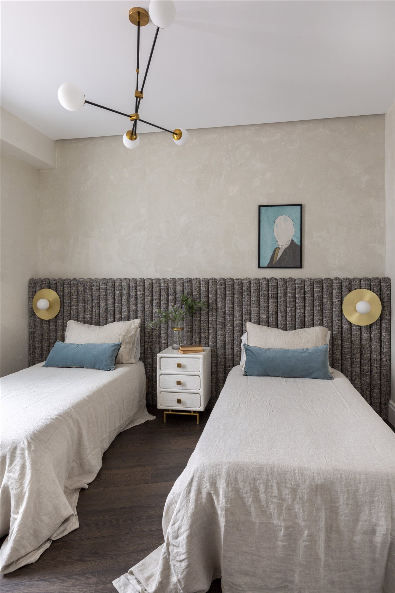 dormitorio camas dobles lino