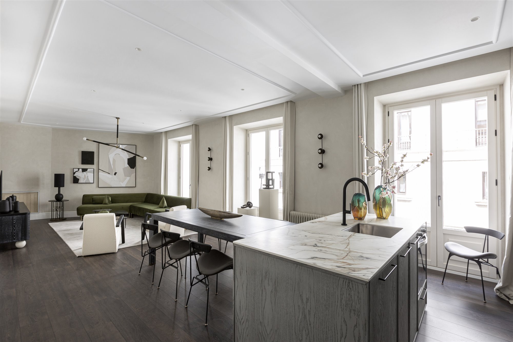 salon e isla de cocina