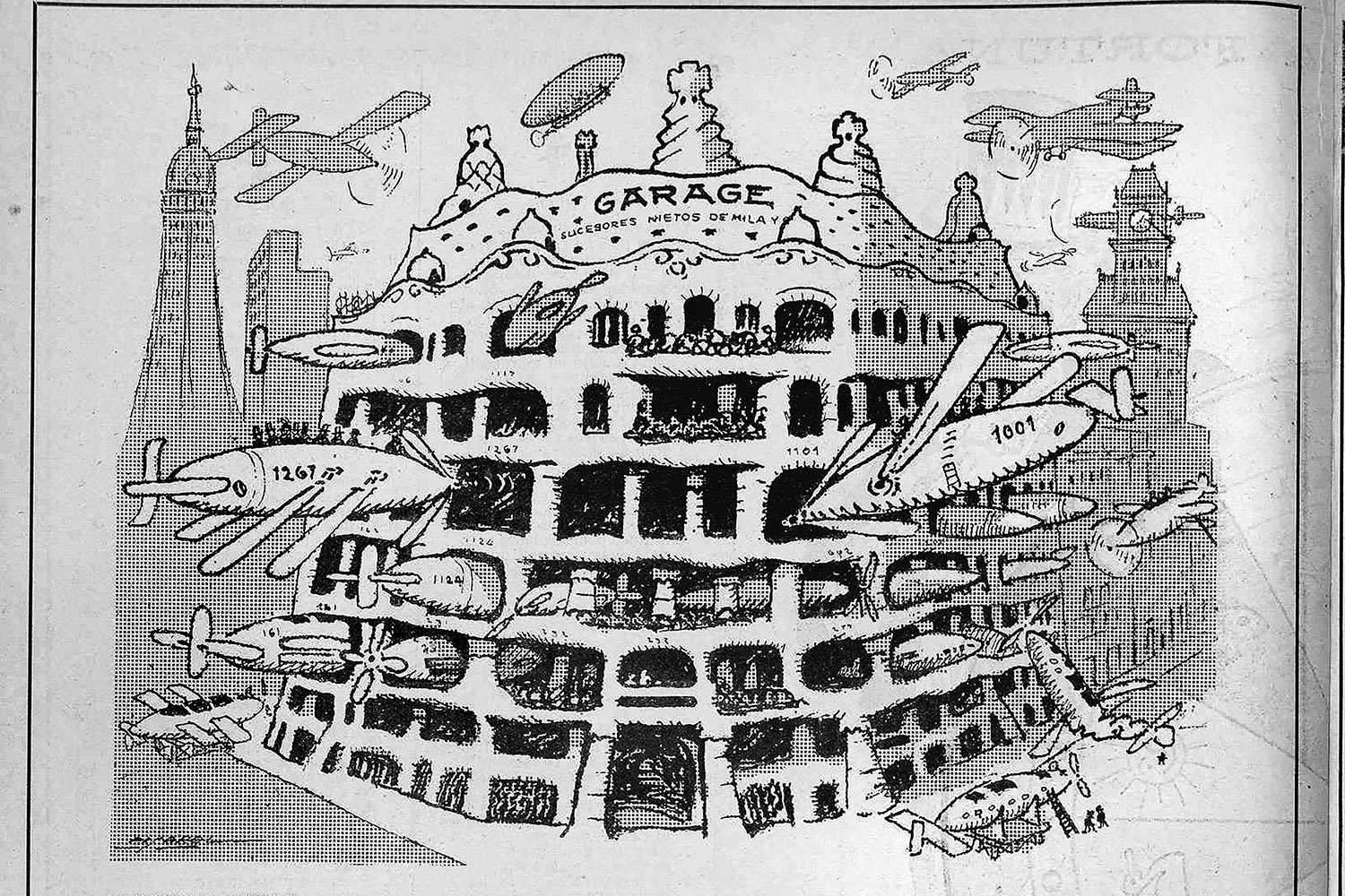 caricatura casa milá l'esquella de la torratxa