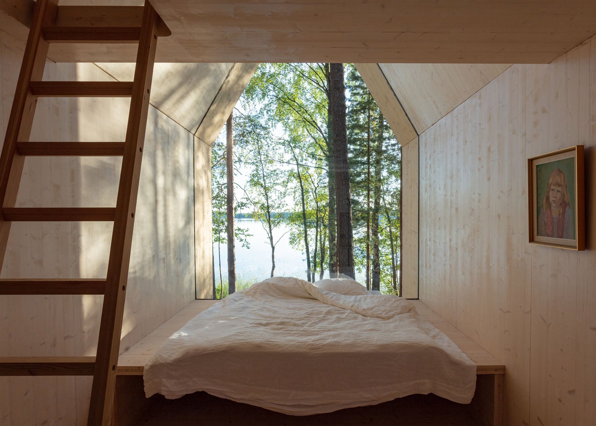 casa bosque cama escalera