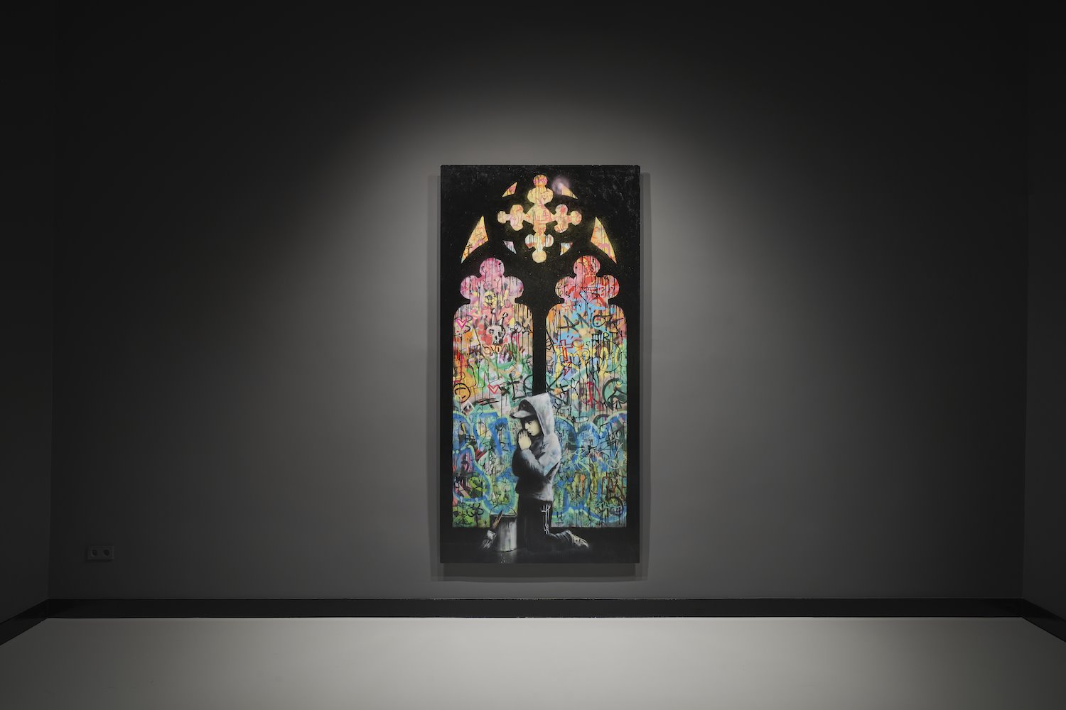 Moco Museum en Barcelona obra de Banksy ForgiveUsOurTrespassing