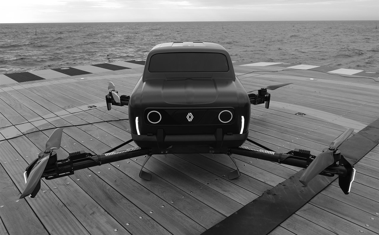 El showcar AIR4 volador es un guiño a lo que podría ser el mítico Renault 4L dentro de sesenta años, cuando quizá sean una realidad los vehículos voladores particulares.
