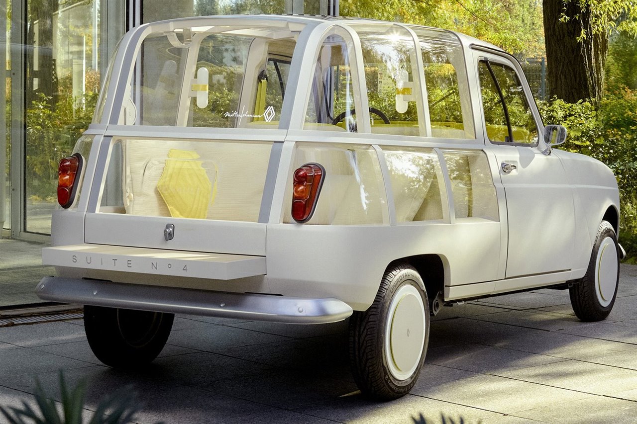 Suite Nº 4, de Mathieu Lehanneur, transforma el Renault 4L en una confortable habitación rodante, también impulsada por energía eléctrica.