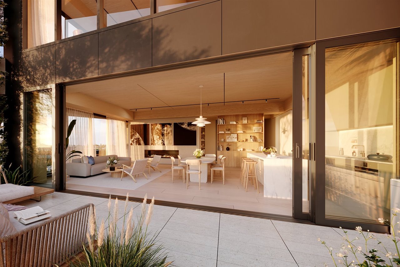 Los amplios interiores se comunicarán abiertamente con las terrazas para crear una continuidad dentro-fuera.
