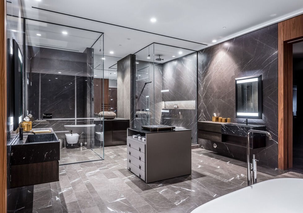 Piso del cantante The Weeknd en Wilshire Corridor baño