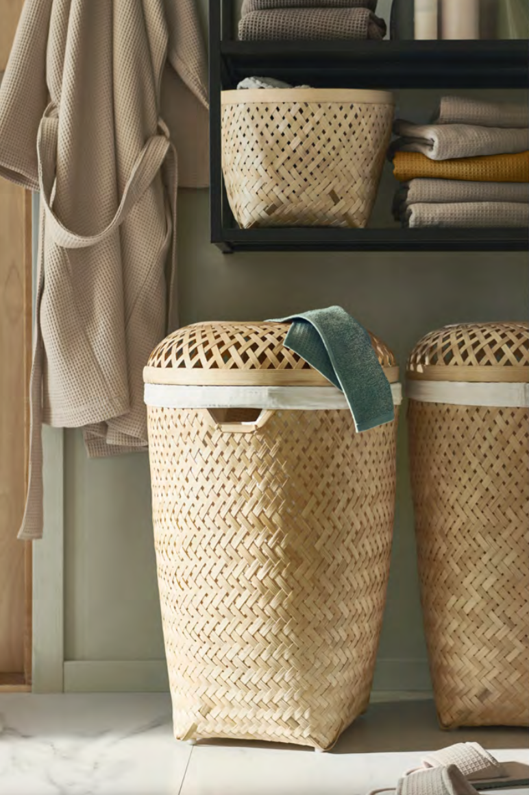 cesta de baño de bambú ikea