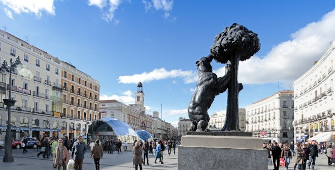 Actual vista de la Puerta del Sol.
