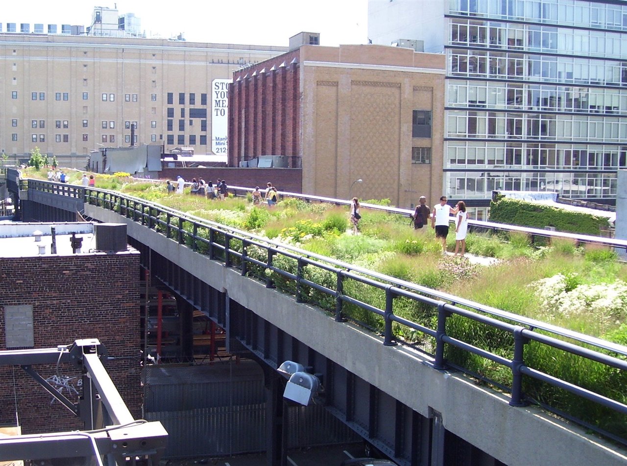 En el High Line Park de Nueva York, la biofilia resultó en la transformación de una antigua vía elevada en una pasarela verde donde poder pasear.