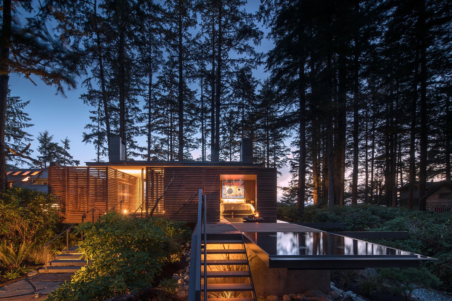 tofino beach house olson kundig vista exterior nocturna
