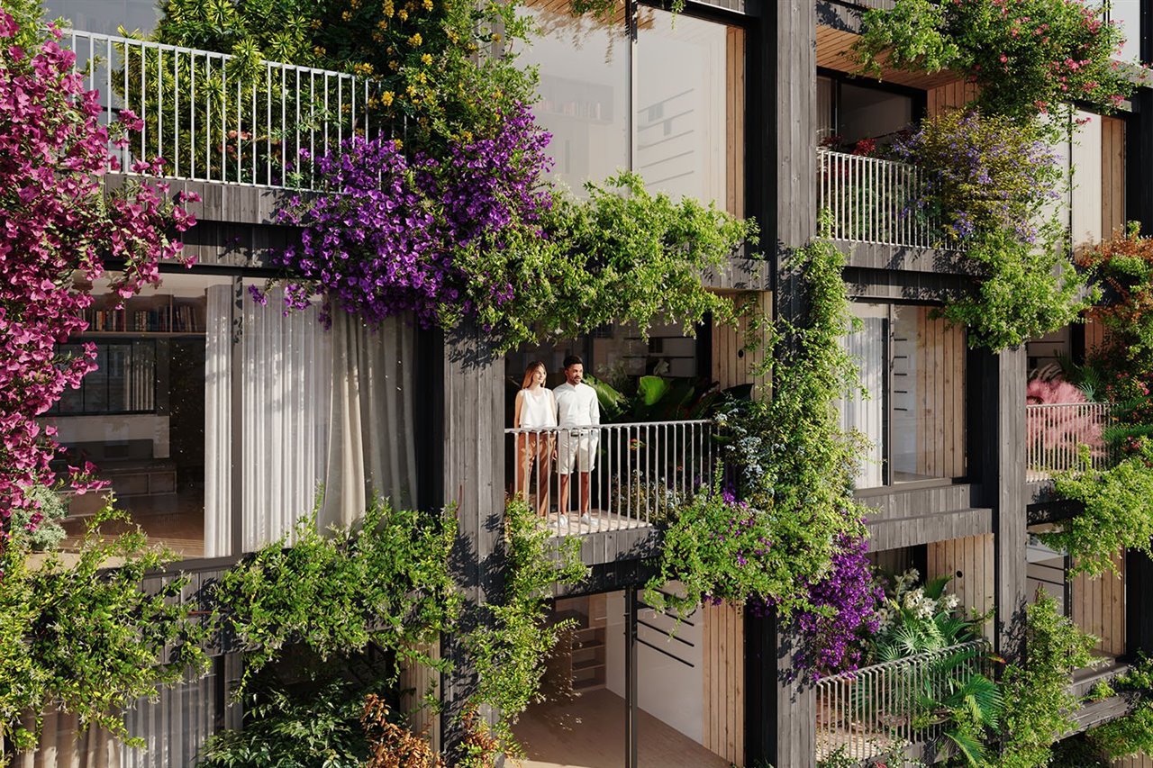 Los balcones y fachadas están pensados para que en ellos se desarrolle vegetación que soporte la vida de insectos y pájaros.