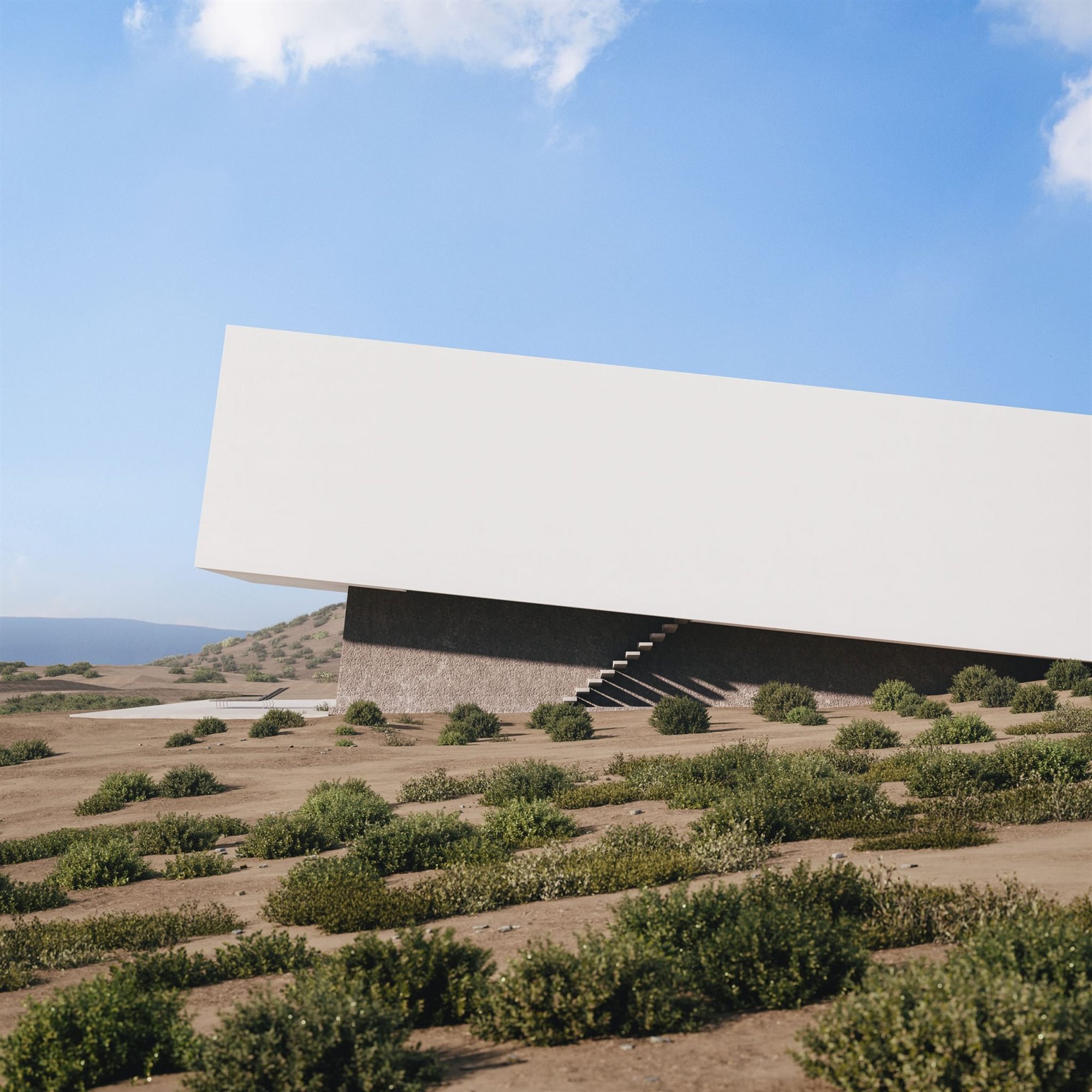 Casa de arquitectura moderna en grecia de color blanco fachada inclinada