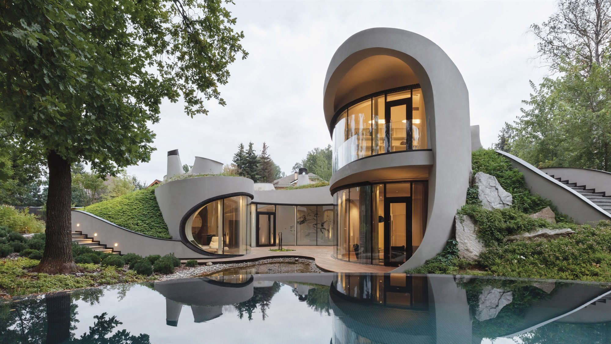 exterior casa con piscina en rusia