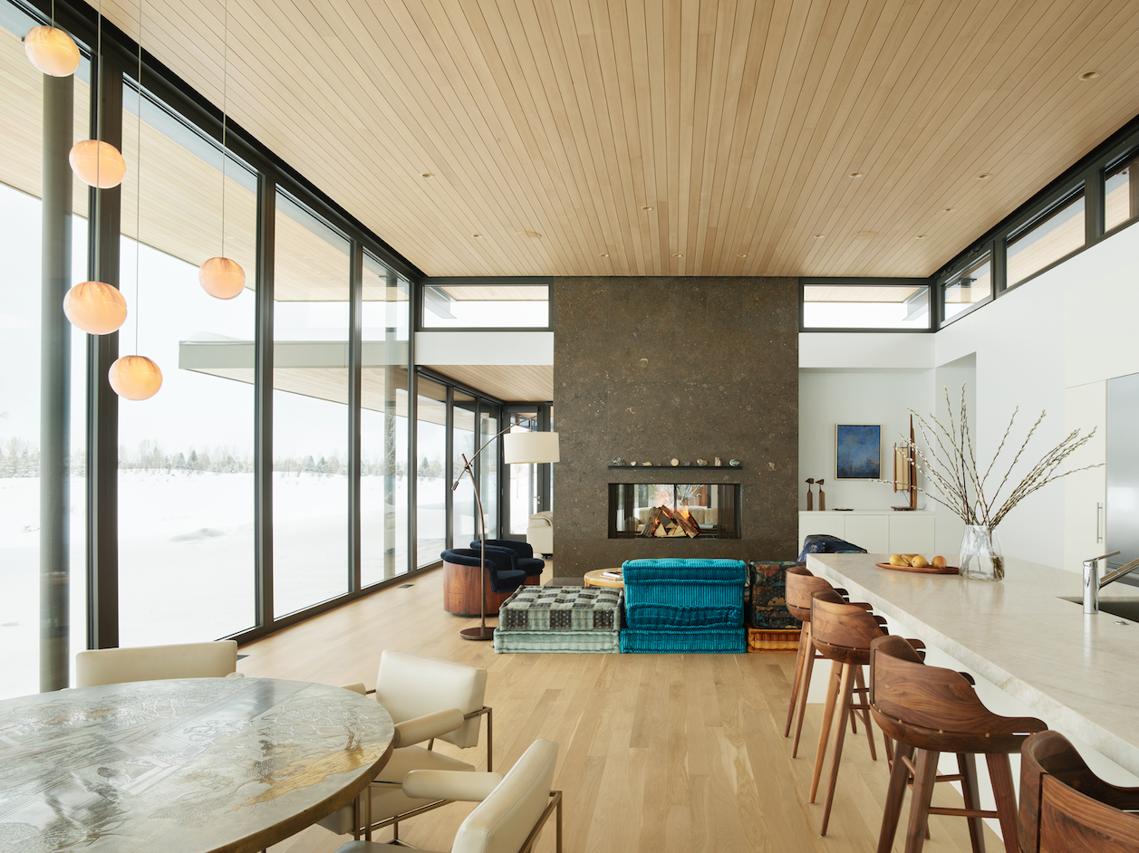 salon con chimenea