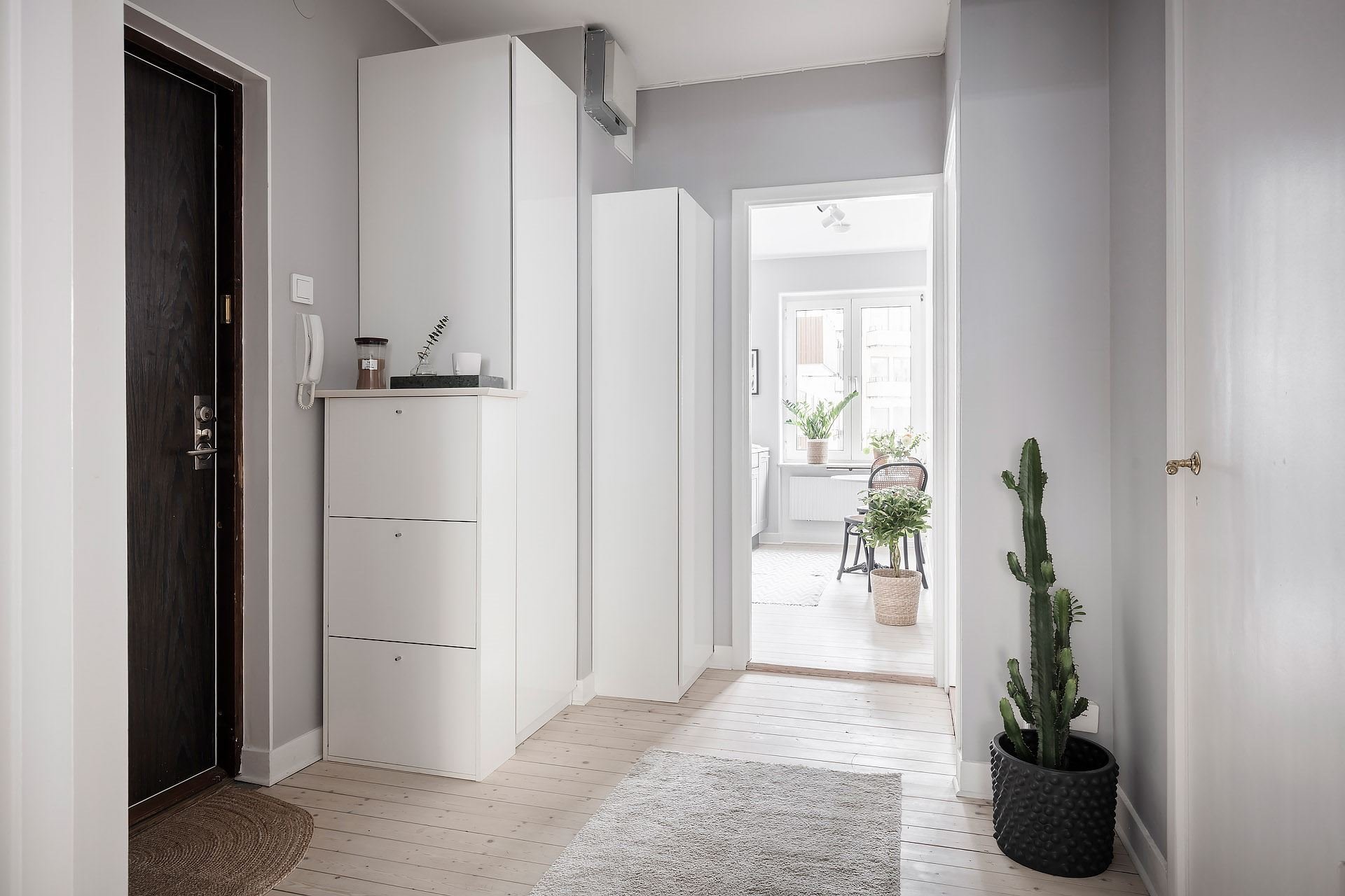 Piso pequeño con decoracion moderna en Suecia entrada recibidor