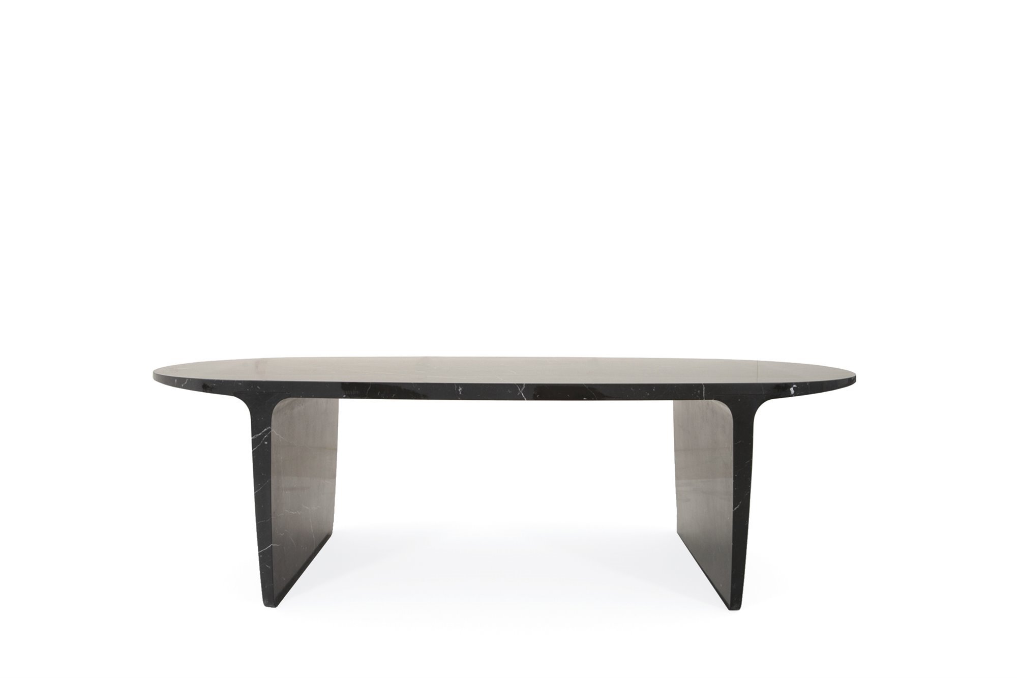 mesa de comedor de mármol oscuro de marsotto
