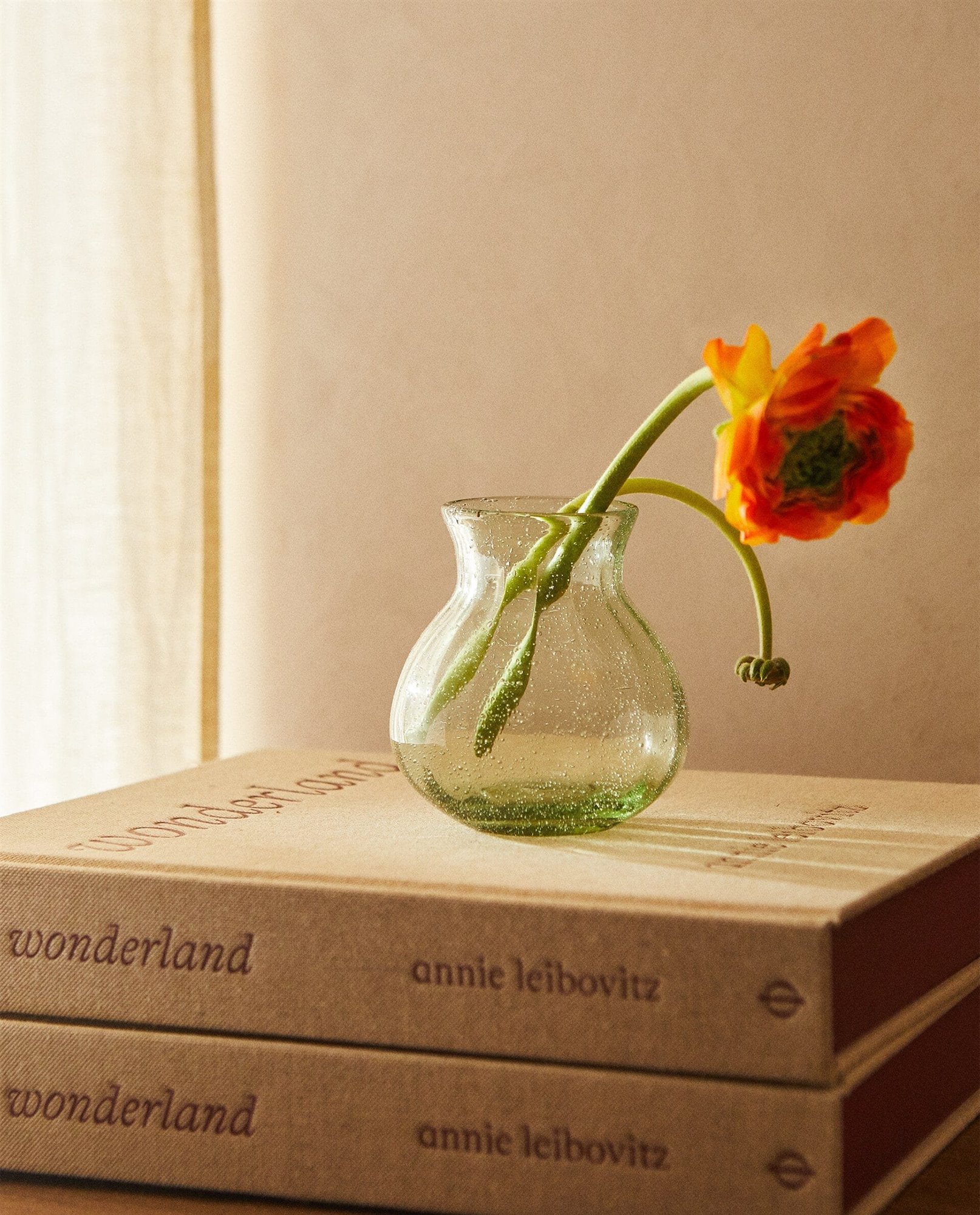 jarrón vidrio verde burbujas zara home
