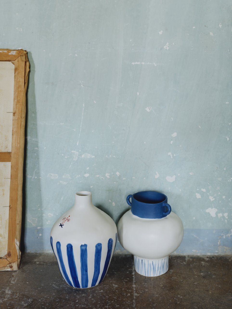 Jarrones de cerámica blanco y azul, Zara Home Picasso